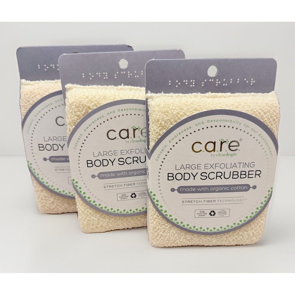 Exfoliating Body Scrub Large 3 Pack Shower Exfoliator Organic Clean Logic 6" LOT